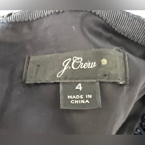 J Crew Navy Blue Tweed Velvet Sleeveless Dress Small 4 holiday - Picture 6 of 7